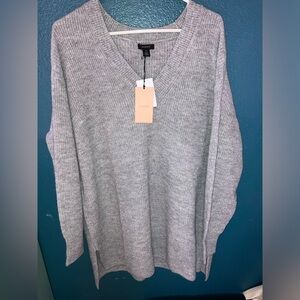 NWT HALOGEN Cozycore Metallic Knit Acrylic blend Sweater- Heather Grey 1XL